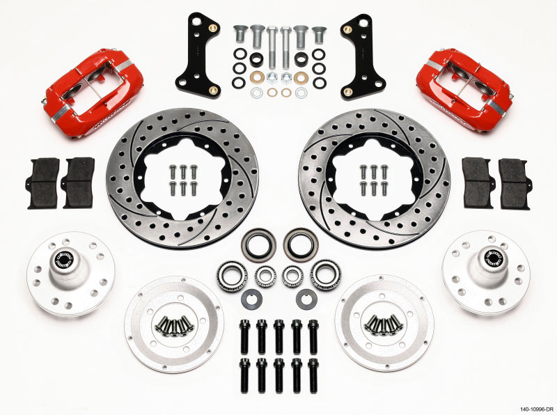 WIL Dynalite Brake Kit - Wilwood Forged Dynalite Front Kit 11.00in Drill-Red 67-69 Camaro 64-72 Nova Chevelle