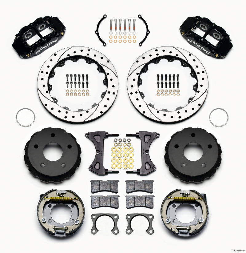 WIL Superlite Brake Kit - Wilwood Narrow Superlite 4R Rear P-Brk Kit 12.88in Drilled Big Ford New 2.38in Off Bronco 5 x 5.50