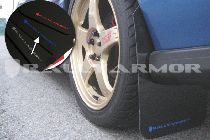 RAL UR Blk Flap/Blue Logo - Rally Armor 93-01 Subaru Impreza RS Black UR Mud Flap w/ Blue Logo