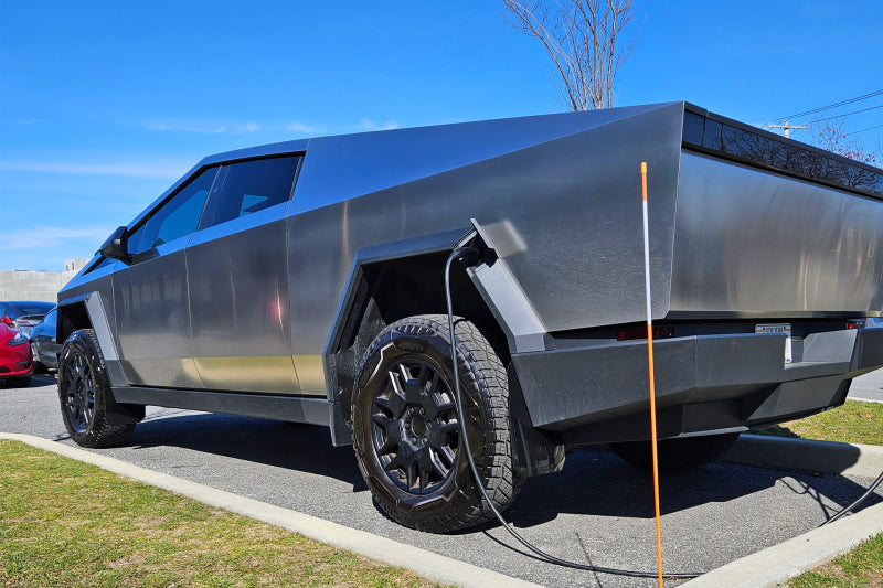 RAL UR Blk Flap/Met. Blk Logo - Rally Armor 24-25 Tesla Cybertruck Black UR Mud Flap Metallic Black Logo