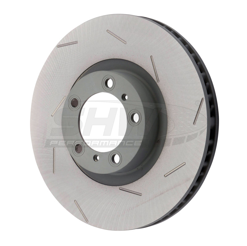 SHW Slotted Monobloc Rotors - SHW 17-20 Porsche Panamera 4S w/18in Wheels Right Front Slotted Monobloc Brake Rotor (971615302L)