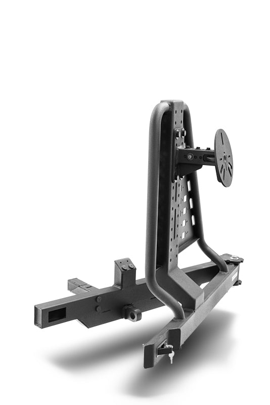 GOR Spare Tire Carriers - Go Rhino Swing-A-Way Hitch Mounted Tire Carrier (Lic. Plate Lights Not Included) - Textured Black