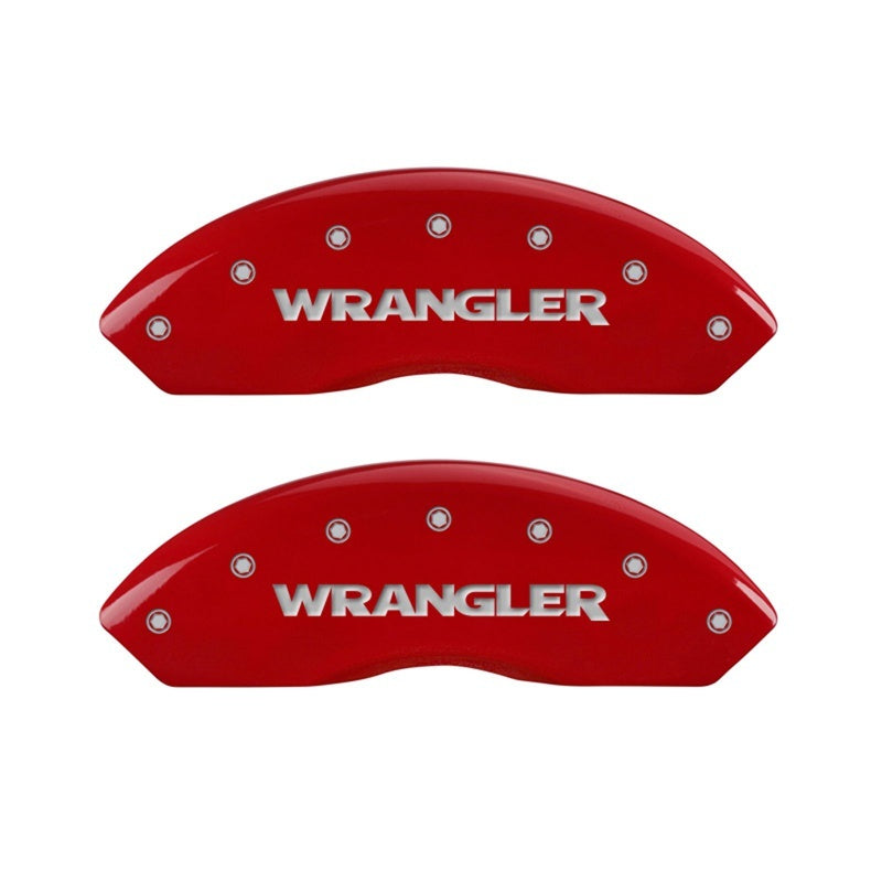 MGP Caliper Covers 2 Logo - MGP Front set 2 Caliper Covers Engraved Front WRANGLER Red finish silver ch