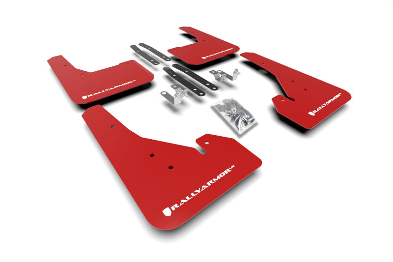 RAL UR Red Flap/Wht Logo - Rally Armor 18-25 Toyota Corolla Hatchback Red UR Mud Flap w/White Logo