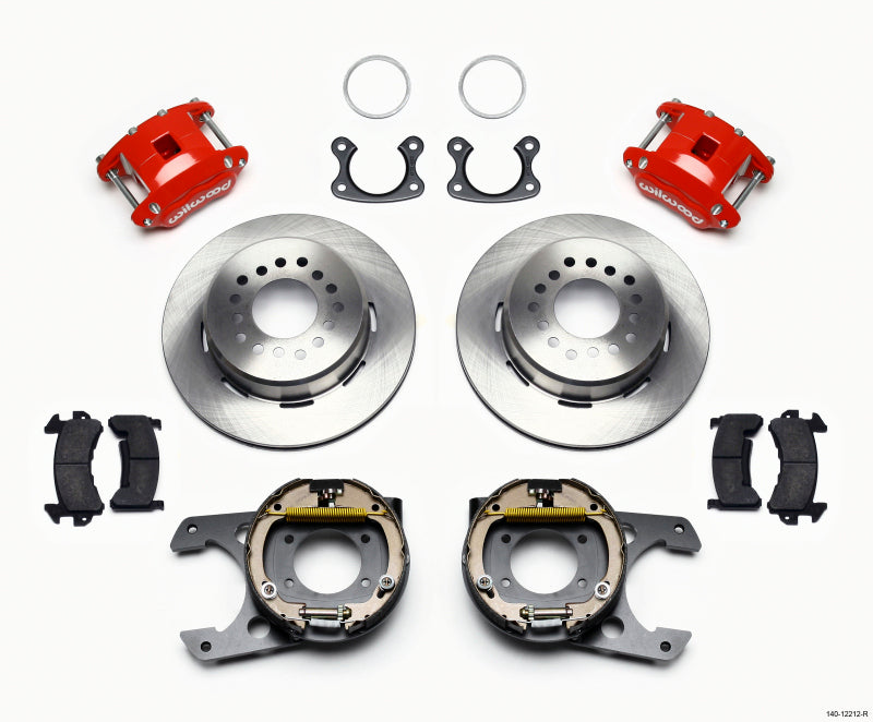 WIL D154 Brake Kit - Wilwood D154 P/S Park Brake Kit Red Small Ford 2.50in Offset