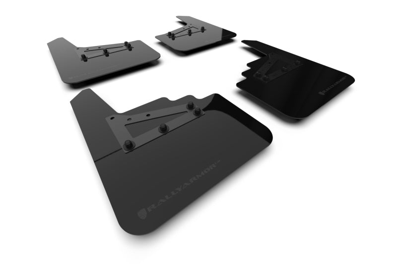 RAL UR Blk Flap/Met. Blk Logo - Rally Armor 21-25 Ford F-150 (Excl. Raptor) Black UR Mud Flap w/Metallic Black Logo
