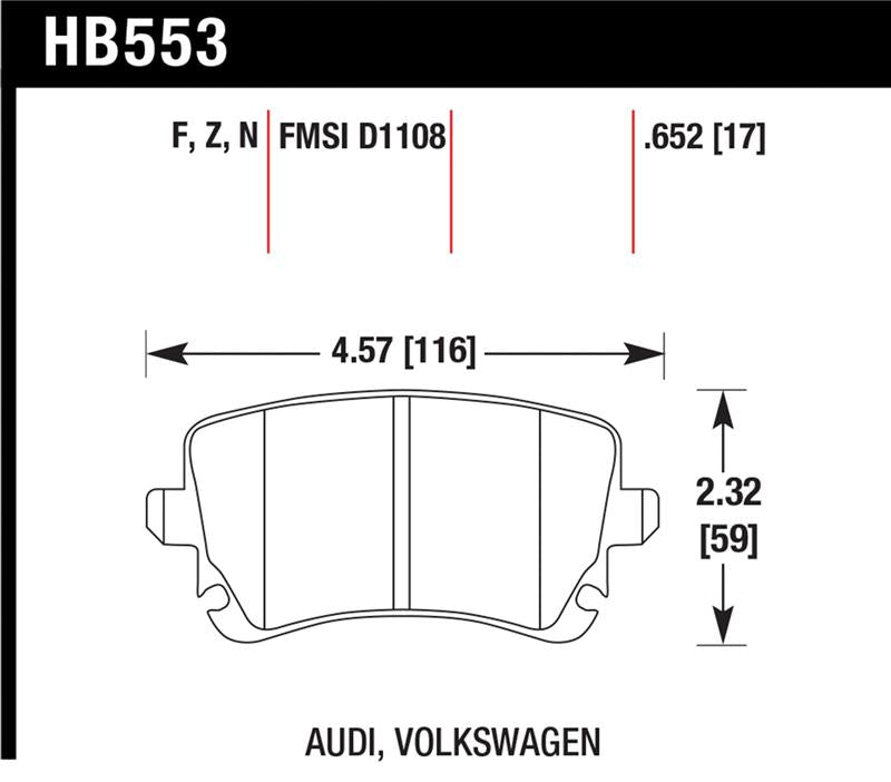 HAWK HPS Brake Pad Sets - Hawk 06-07 Audi A6 Quattro / 03-04 RS6 / 04-08 S4 HPS Street Rear Brake Pads