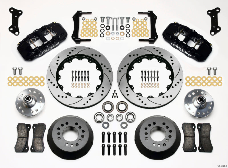 WIL Aero Brake Kit - Wilwood AERO6 Front Hub Kit 14.00 Drilled 67-69 Camaro 64-72 Nova Chevelle