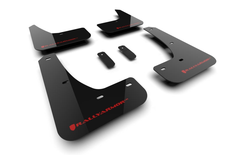 RAL UR Blk Flap/Rd Logo - Rally Armor 24-25 Tesla Model 3 Highland Black UR Mud Flap Red Logo