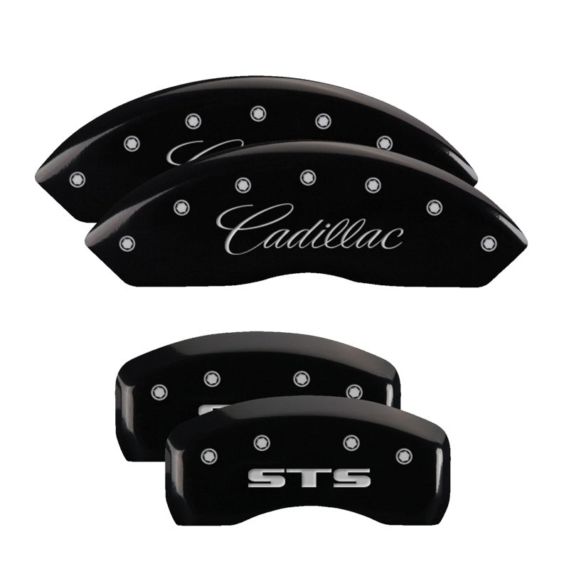 MGP Caliper Covers 4 Logo - MGP 4 Caliper Covers Engraved Front Cursive/Cadillac Engraved Rear STS Black finish silver ch