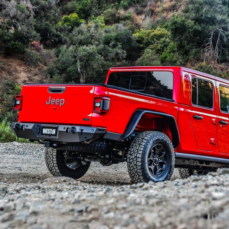 WES WJ2 Bumpers - Westin 2020 Jeep Gladiator w/Sensors WJ2 Rear Bumper w/Sensor - Textured Black