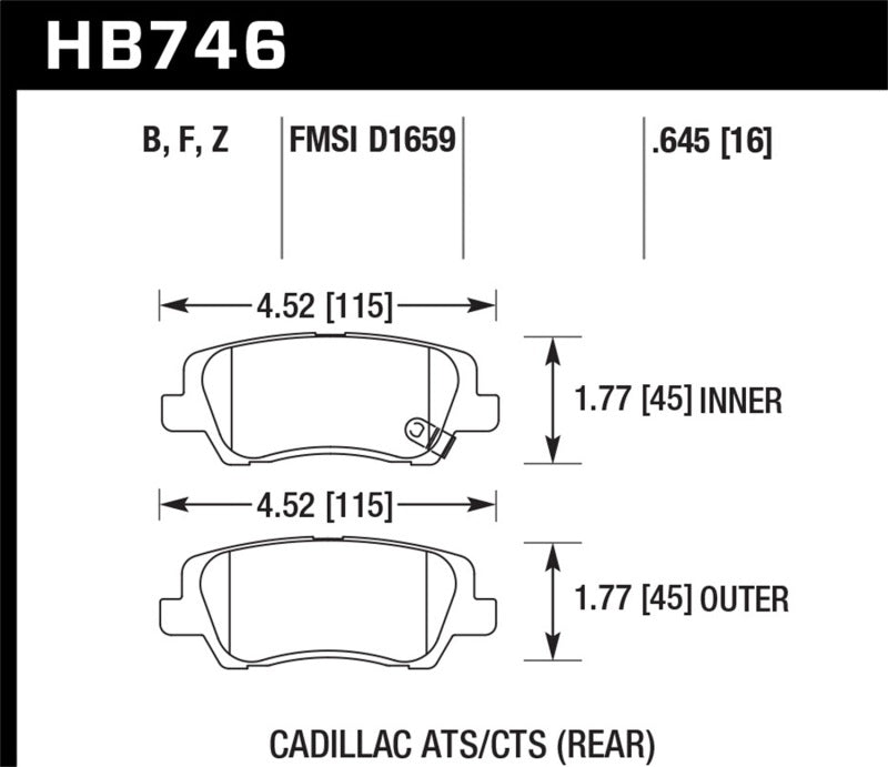 HAWK Ceramic Brake Pad Sets - Hawk Cadillac 13-16 ATS / 14-15 CTS Performance Ceramic Rear Brake Pads