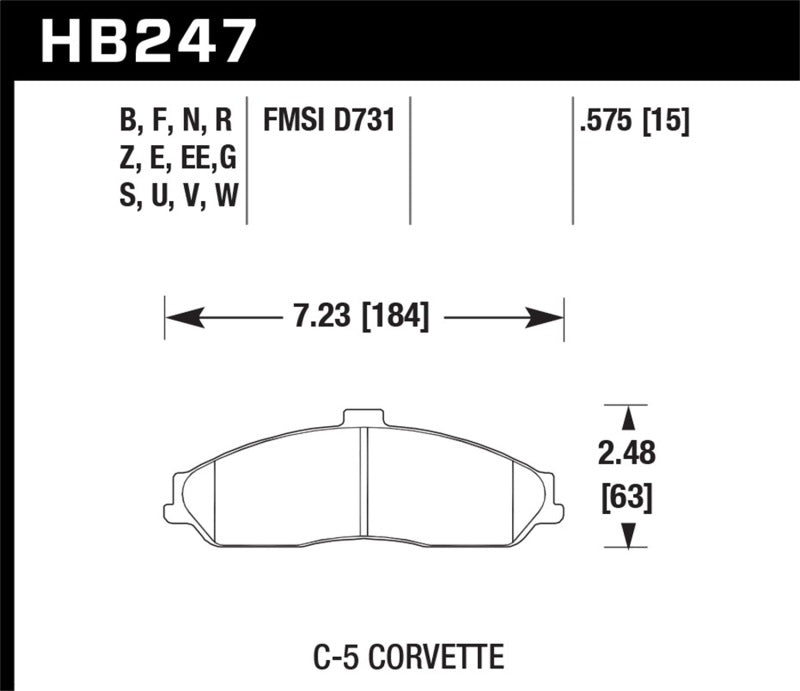HAWK HPS 5.0 Brake Pad Sets - Hawk 2008-2009 Cadillac XLR Platinum HPS 5.0 Front Brake Pads