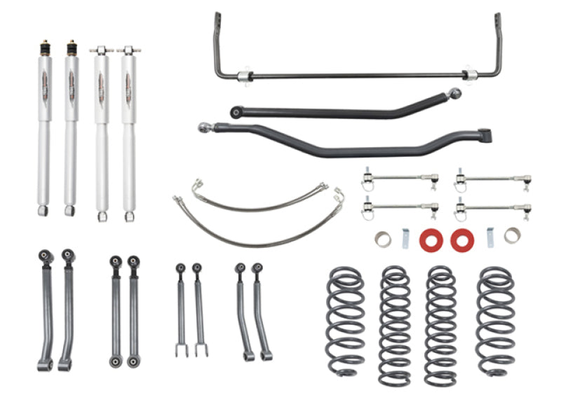 BT Lift Kit w Shocks - Belltech 07-17 Jeep Wrangler Rubicon Unlimited JK 4dr 4in Trail Perf Lift Kit w/ Rear Sway Bar