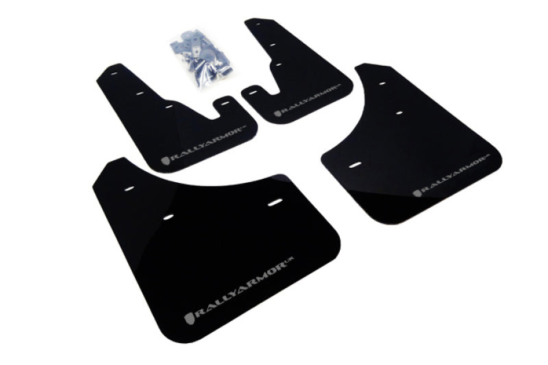RAL Classic Blk Flap/Silv Logo - Rally Armor 04-09 Mazda3/Speed3 Black UR Mud Flap w/ Silver Logo