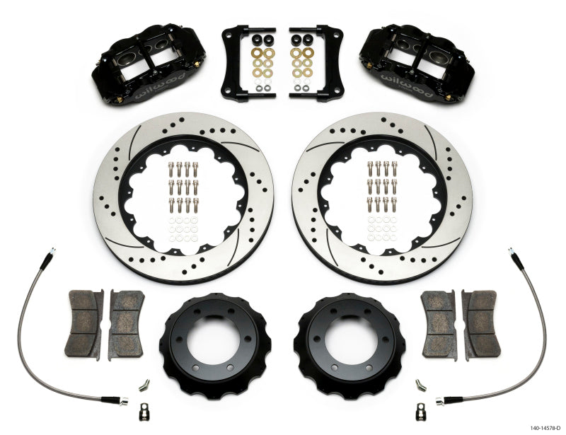WIL Superlite Brake Kit - Wilwood Narrow Superlite Black 6R Front Kit 14in Drilled Rotor w/ Lines 05-15 Toyota Tacoma