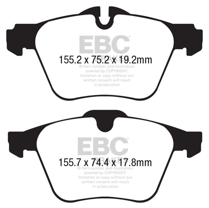 EBC Yellowstuff Brake Pad Sets - EBC 13+ Jaguar F-Type (Cast Iron Rotors Only) 3.0 Supercharged (340) Yellowstuff Front Brake Pads