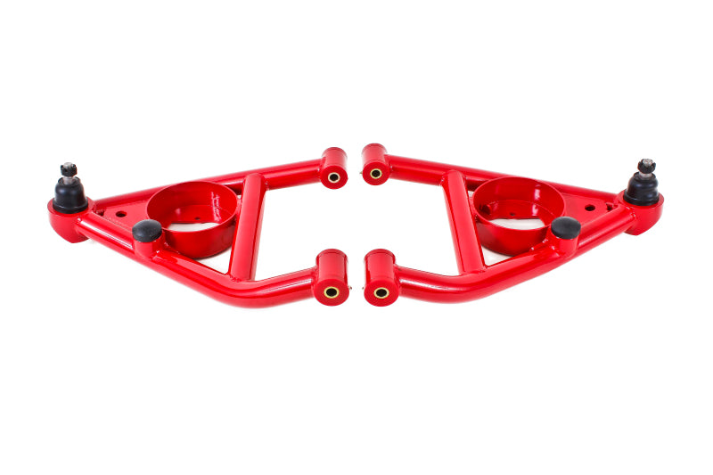 BMR Control Arms - BMR 67-69 F-Body A-arms Lower, DOM Non-adjustable Polyurethane Bushings Front Bump Stops Red