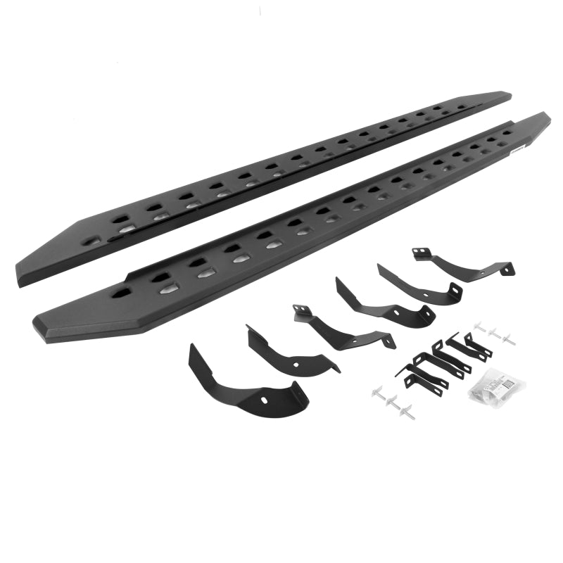 GOR RB20 Slim Running Boards - Go Rhino 15-19 GMC Sierra 2500/3500HD CC 4DR Dsl RB20 Slim Running Boards Kit(w/Brackets) - Tex. Blk