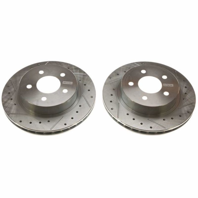 PSB Evolution Drill/Slot Rotor - Power Stop 84-86 Ford Mustang Rear Evolution Drilled & Slotted Rotors - Pair