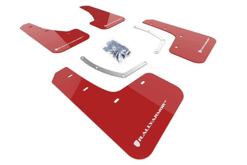 RAL UR Red Flap/Wht Logo - Rally Armor 18-26 Subaru Ascent Red UR Mud Flap w/White Logo