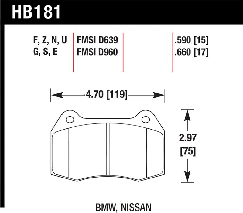 HAWK HPS Brake Pad Sets - Hawk 94-97 BMW 840CI/850CI HPS Front Street Brake Pads