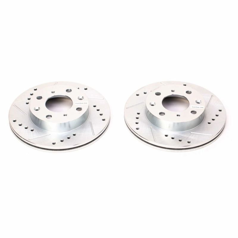 PSB Evolution Drill/Slot Rotor - Power Stop 88-91 Honda CRX Front Evolution Drilled & Slotted Rotors - Pair