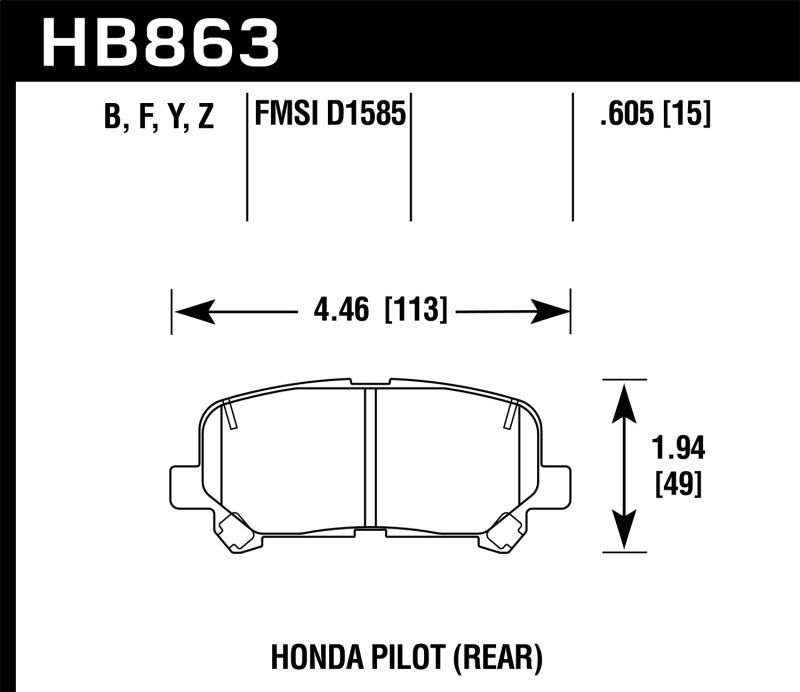 HAWK Ceramic Brake Pad Sets - Hawk 12-15 Honda Pilot Performance Ceramic Street Rear Brake Pads