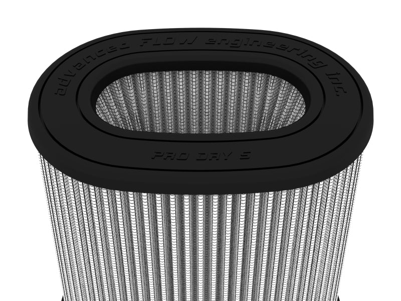 AFE Universal Pro Dry S Filter - aFe MagnumFLOW Air Filter ProDry S 6.75inX4.75in F x 8.25inX6.25in B (INV) x 7.25X5in T (INV) x 9in