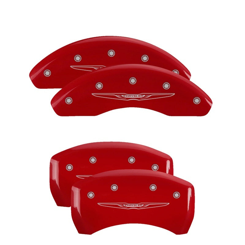 MGP Caliper Covers 4 Logo - MGP 4 Caliper Covers Engraved Front & Rear Style 2/Chrysler Wing Red finish silver ch