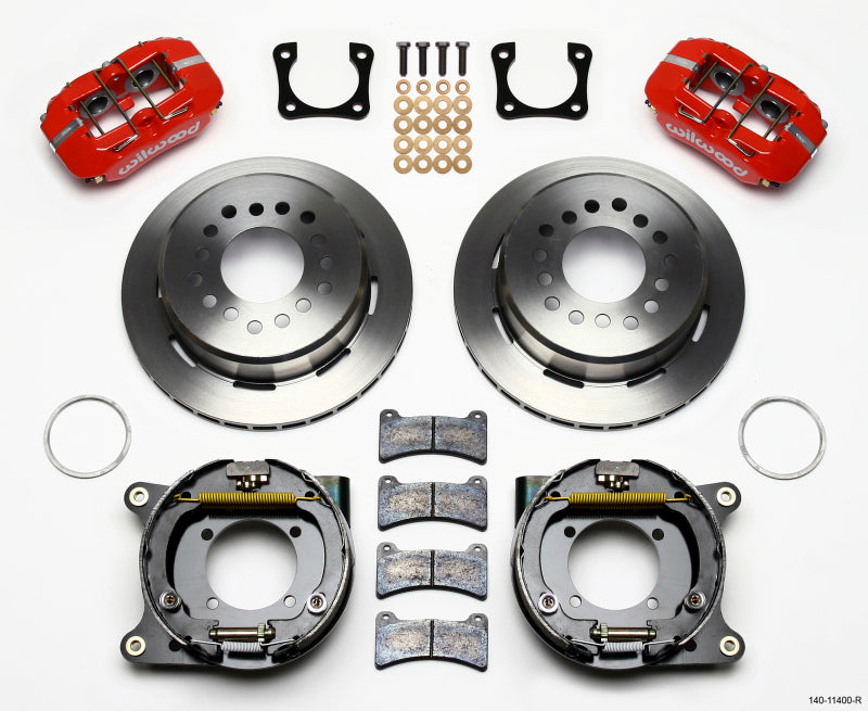 WIL Dynapro Brake Kit - Wilwood Dynapro Low-Profile 11.00in P-Brake Kit - Red Chevy 12 Bolt Spcl 2.81in Off Stag Mount