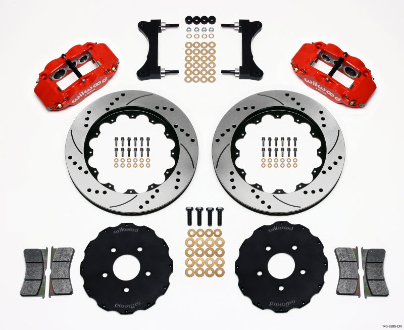 WIL Superlite Brake Kit - Wilwood Narrow Superlite 6R Front Hat Kit 14.00in Drilled Red Mitsubishi EVO VIII