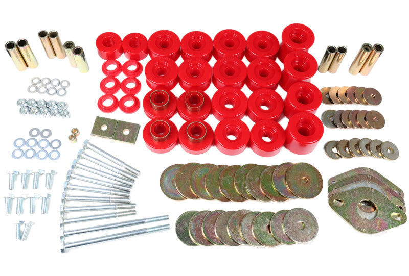 ES Body Mounts - Red - Energy Suspension 91-97 Toyota Land Cruiser FJ80 Body Mount Set w/ Hardware - Red