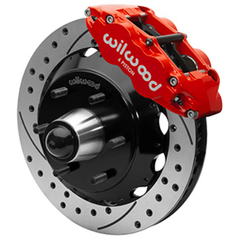 WIL Superlite Brake Kit - Wilwood 63-87 C10 CPP Spindle FNSL6R Front BBK 13in Drilled/Slotted 6x5.5 BC - Red