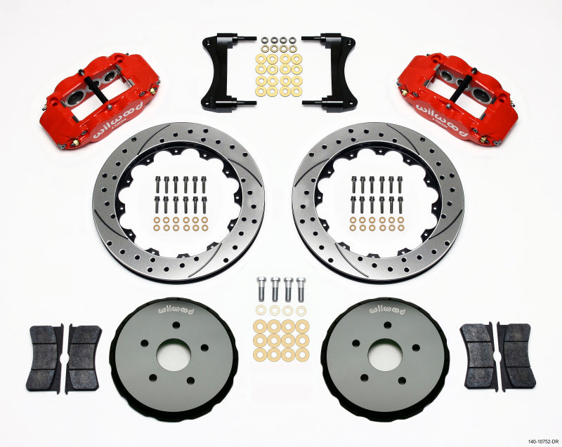 WIL Superlite Brake Kit - Wilwood Narrow Superlite 6R Front Hat Kit 12.88in Drilled Red 2008 Toyota Matrix