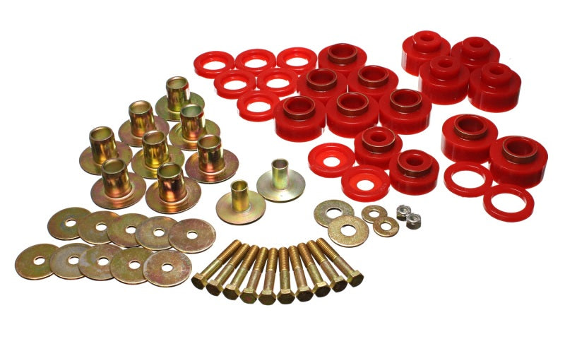 ES Body Mounts - Red - Energy Suspension 68-72 Chevy Chevelle/Monte Carlo/Malibu/El Camino Red Body Mount Set