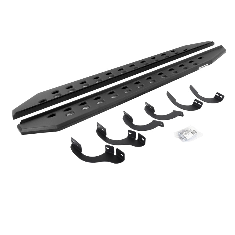 GOR RB20 Slim Running Boards - Go Rhino 14-22 Toyota 4Runner (No Ltd/Nghtshd) RB20 Slim Running Boards Kit (w/Brackets) - Tex. Blk
