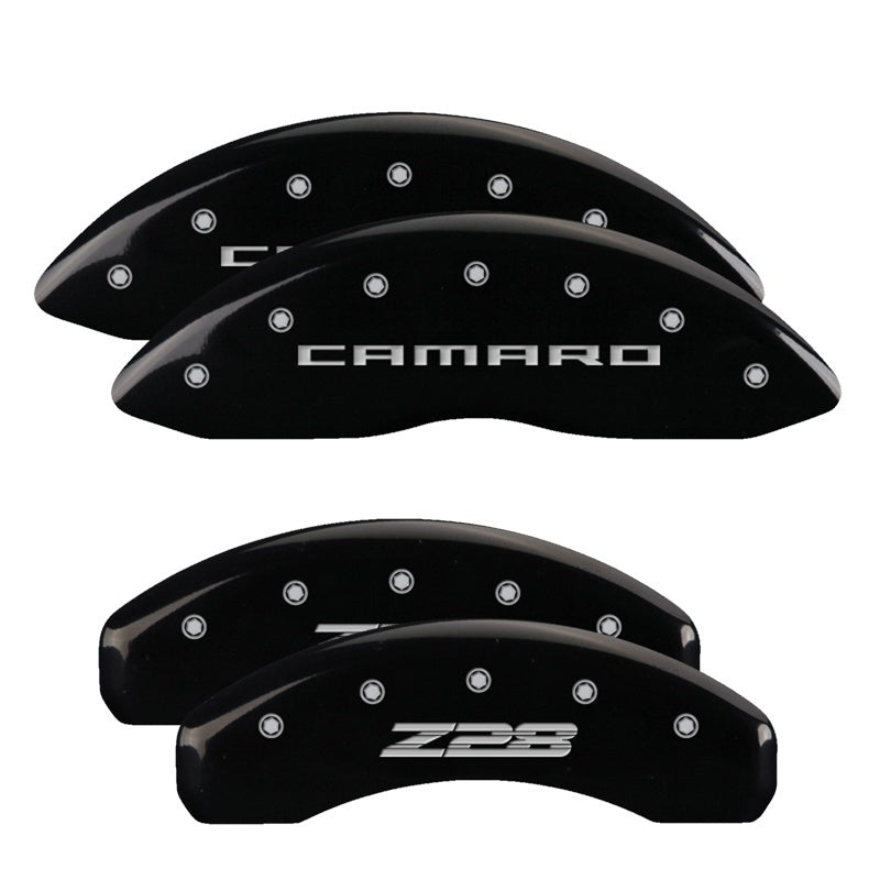 MGP Caliper Covers 4 Logo - MGP 4 Caliper Covers Engraved Front Gen 5/Camaro Engraved Rear Gen 5/Z28 Black finish silver ch