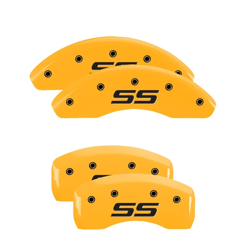 MGP Caliper Covers 4 Logo - MGP 4 Caliper Covers Engraved Front & Rear Monte Carlo SS Yellow Finish Black Char 2008 Chevy Impala
