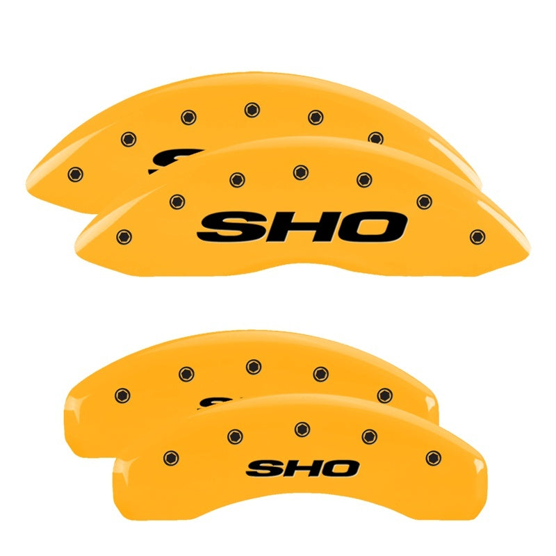 MGP Caliper Covers 4 Logo - MGP 4 Caliper Covers Engraved Front & Rear SHO Yellow finish black ch