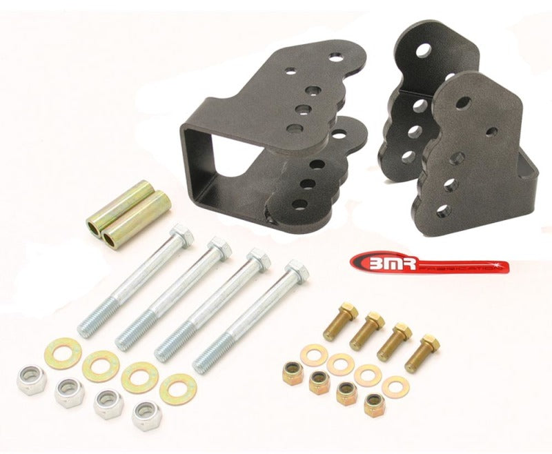 BMR Control Arm Mounts - BMR 78-87 G-Body Bolt-On Control Arm Relocation Brackets - Black Hammertone