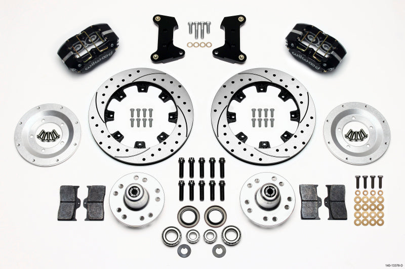 WIL Dynapro Brake Kit - Wilwood Dynapro Dust-Boot Front Kit 12.19in Drilled 74-80 Pinto/Mustang II Disc Spindle only