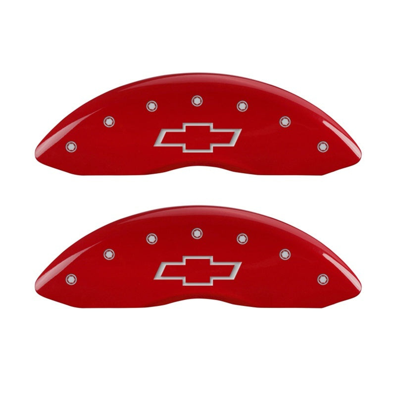 MGP Caliper Covers 2 Logo - MGP Front set 2 Caliper Covers Engraved Front Bowtie Red finish silver ch