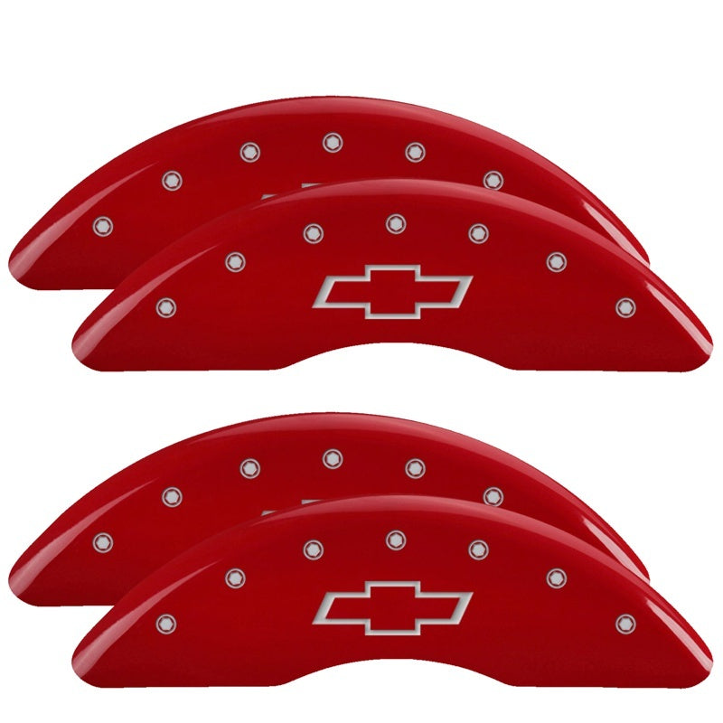 MGP Caliper Covers 4 Logo - MGP 4 Caliper Covers Engraved Front & Rear Bowtie Red finish silver ch