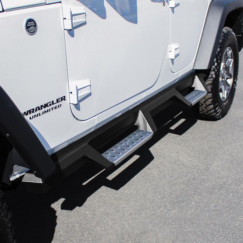 WES Nerf Bars - HDX Drop - Westin 07-18 Jeep Wrangler JKU 4dr. HDX Stainless Drop Nerf Step Bars - Tex. Blk