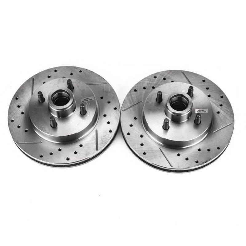 PSB Evolution Drill/Slot Rotor - Power Stop 87-93 Ford Mustang Front Evolution Drilled & Slotted Rotors - Pair