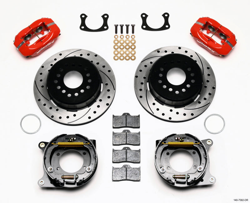 WIL Dynalite Brake Kit - Wilwood Forged Dynalite P/S P-B Kit Drilled Red New Big Ford 2.36in Offset