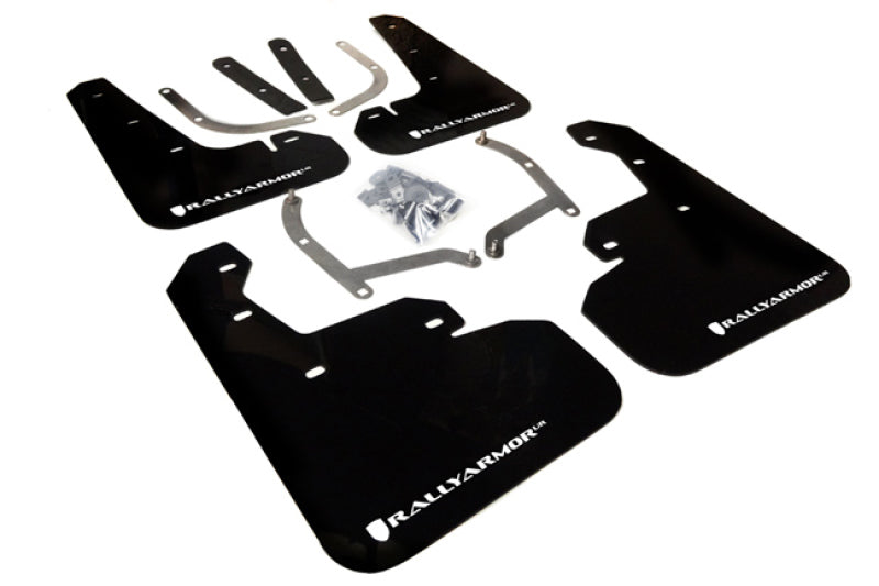 RAL UR Blk Flap/Wht Logo - Rally Armor 17-23 Subaru Impreza 4D/5D Black UR Mud Flap w/White Logo