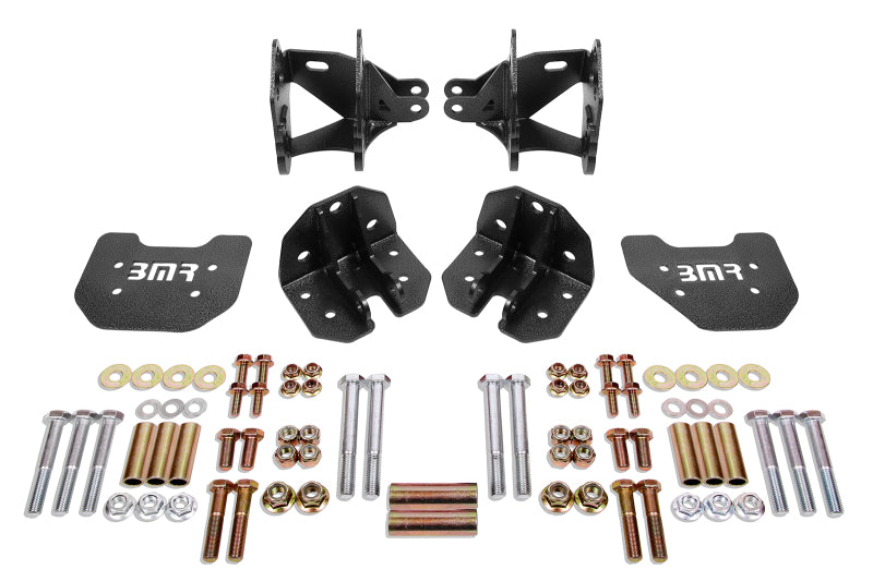 BMR Coilover Conversion Mounts - BMR 79-04 Mustang Rear Coilover Conversion Kit w/ Control Arm Bracket - Black Hammertone