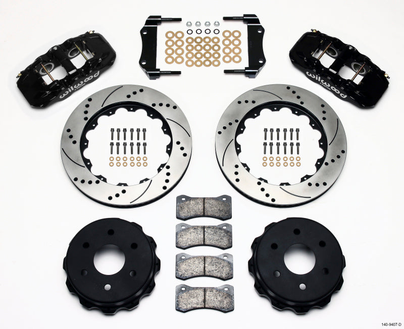 WIL Aero Brake Kit - Wilwood AERO4 RearTruck Kit 14.25in Drilled 1999-2010 GM 1500-SUV 1 Piston OE Caliper